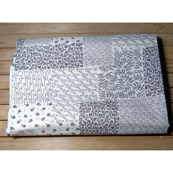 Vintage Sewing Fabric Black & Off White Cotton Patchwork Look 1-5/8 yd x 44" - Picture 6 of 6